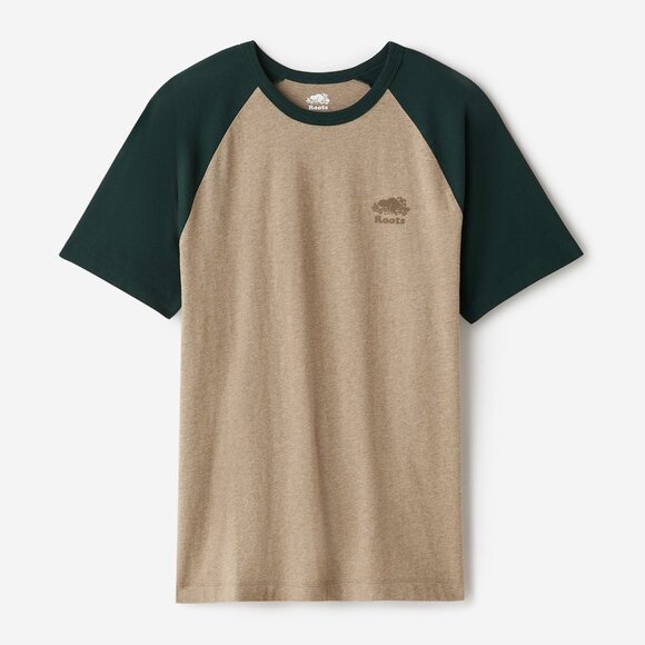 Roots Organic Cooper Blocked T-Shirt (Tan & Green) - Picture 5 of 5
